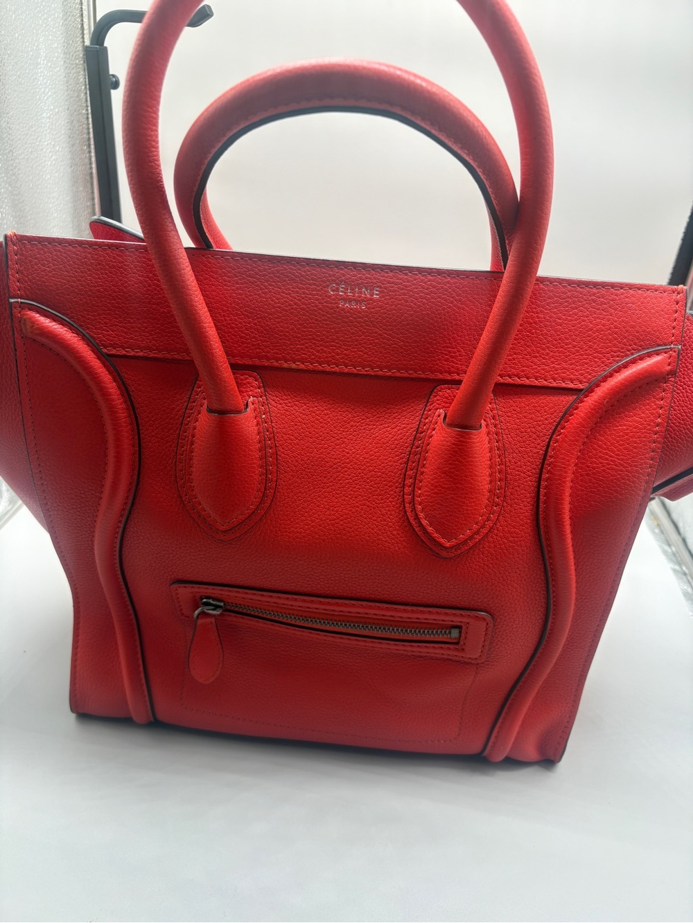 CELINE Red Mini Luggage Tote - Red Leather Women’s Bag